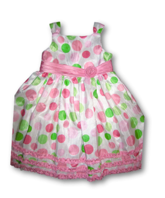 ROBE PETITS POIS ROSE BLANC VERT