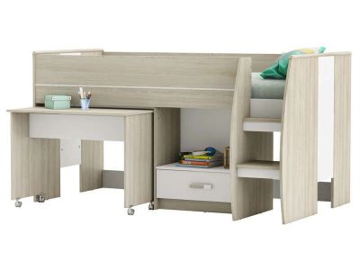 MOBILIER MAISON - CHAMBRE ENFANT LIT COMBINE 194,9 x 103,3 x 120,9CM BUREAU, 1 TIROIR REF 19966