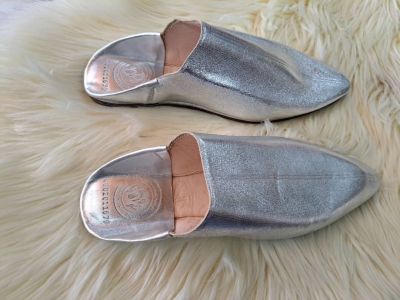 BABOUCHE HOMME 100% CUIR PREMIUM GRIS METAL| IDÉE CADEAU