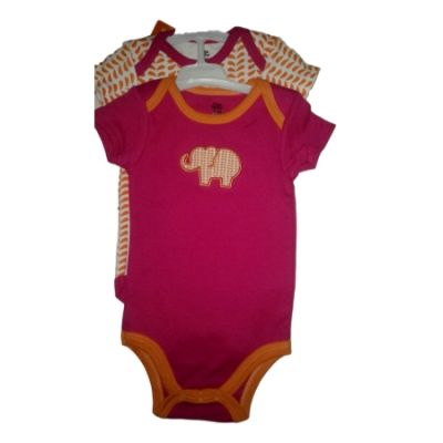 LOT DE 2 BODY FILLE 0-3 MOIS ROSE ORANGE 100%