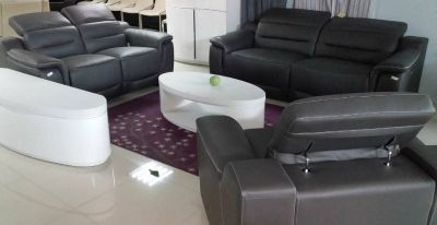 MOBILIER DE MAISON - SALON 6 PLACES 100/100 CUIR NOIR