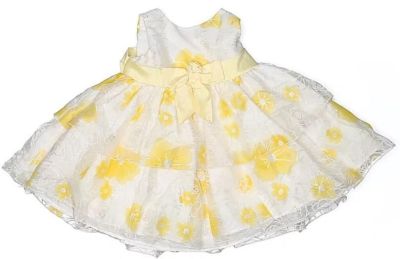 HABILLEMENT ENFANT - ROBE JAUNE BLANC 3-6 MOIS