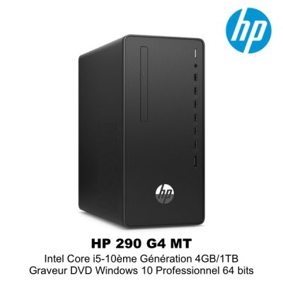 UNITE CENTRALE HP INTEL CORE i5 10éme GENERATION 4GB/1TB GRAVEUR DVD WINDOWS 10 64 BITS