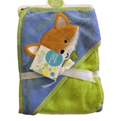 SERVIETTE A CAPUCHE 2 PIÈCES RENARD