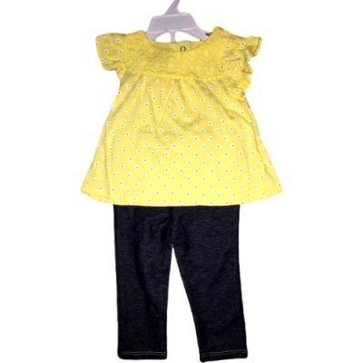 ENSEMBLE FILLE CAMISOLE + LEGGINS JAUNE NOIRE 2-5 ANS