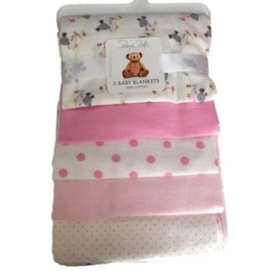 LOT DE 4 COUVERTURES 100% COTON POUR NOUVEAU NÉ