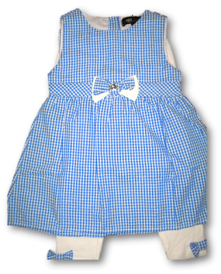 ENSEMBLE FILLE BLEU BLANC CARREAU 5 ANS