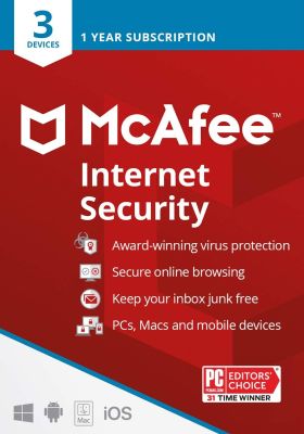 ANTIVIRUS McAfee Internet Security 2021, 3 Device