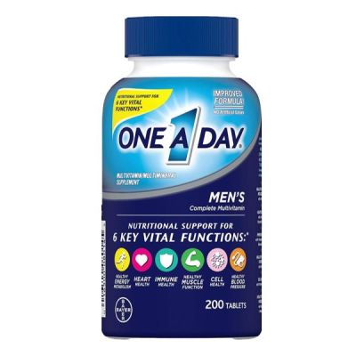 Multivitamines One A Day pour hommes, | Complément avec vitamine A, vitamine C, vitamine D, vitamine E et zinc pour le soutien de la santé immunitaire, B12, calcium et plus, 200 unités