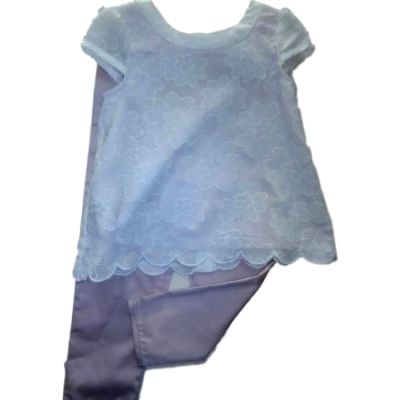 ENSEMBLE 2 PIECES PANTALON + HAUT BLANC BEIGE FILLE