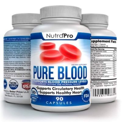 PURE BLOOD|Soutien de la pression artérielle - Cœur sain, Abaissement du cholestérol, Soutien cardiovasculaire.Tout naturel 90 Capsules