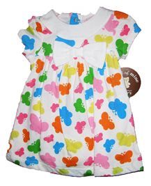 HABILLEMENT ENFANT- ROBE imprimee papillon avec noeud 2 PIECES 3M/6M/9M