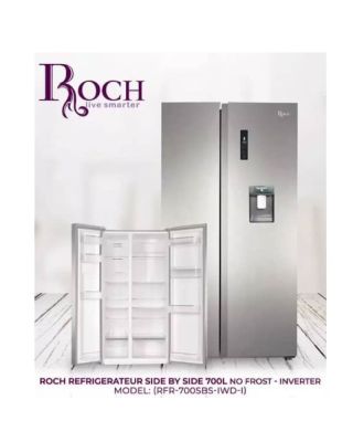 REFRIGERATEUR ROCH SIDE BY SIDE 2 PORTES| AVEC FONTAINE |RFR700SBSIWD SILVER