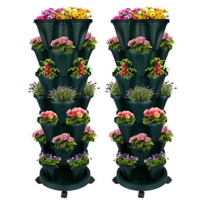 Jardinière verticale Jardinières empilables à 7 niveaux avec roues et outils Pot de tour de jardin | Kaynoo Sénégal