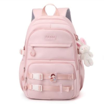 SCOLAIRE | SAC A DOS ROSE PALE + PORTE CLE