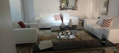 MOBILIER DE BUREAU | SALON 100% CUIR BLANC - 5 PLACES