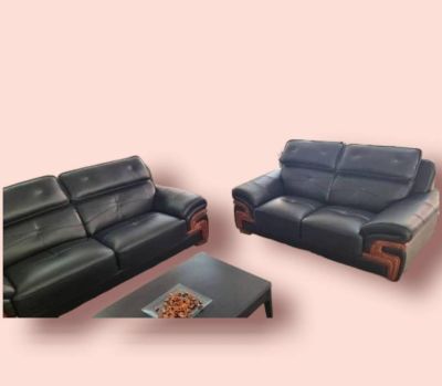 MOBILIER DE MAISON | SALON EN CUIR 1+2+3 NOIR