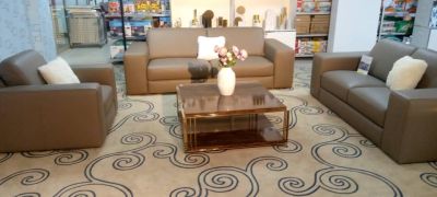 MOBILIER DE MAISON | SALON 100% CUIR MARRON CLAIR - 5 PLACES