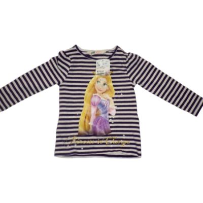 T-SHIRT LONGUE MANCHE H&M PRINCESSE MAUVE 1-2 ANS