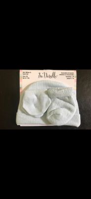 ENSEMBLE DE BONNET ET CHAUSSETTES POUR BEBE BLANC