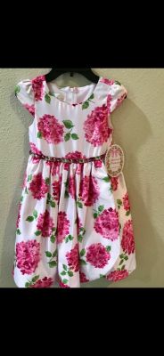 ROBE FILLETTE FLEURETTE AVEC CEINTURE 1 A 6 ANS