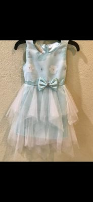 ROBE FILLETTE VERT BLANC AVEC NŒUD 1 A 6 ANS