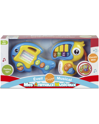 JEU D'EVEIL SET DE 2 INSTRUMENTS SONS ET LUMIERES 12 M+
