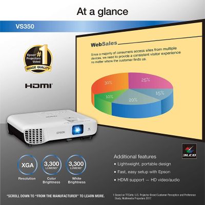 VIDEOPROJECTEUR EPSON VS350 | 3300 LUMENS HDMI XGA | 3 LCD
