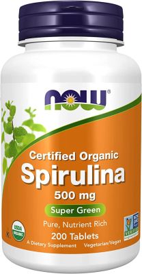 SPIRULINA | Suppléments, certifiés bio, spiruline 500 mg (double concentration), riche en bêta-carotène (vitamine A) et B-12 avec GLA d'origine naturelle, 200 comprimés