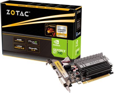 Carte Graphique ZOTAC GeForce GT 730 Zone Edition 4GB DDR3 PCI Express 2.0 x16 (x8 lanes) Graphics Card (ZT-71115-20L)