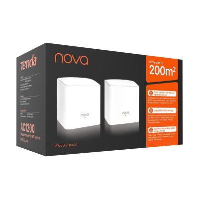 Tenda WiFi Mesh Nova MW3 AC 1200 - Système WiFi Mesh Couverture WiFi 200m²- Remplacement Routeur Répéteur WiFi pour Toute la Maison - Contrôle Parental - Compatible avec Toute Les Box Fibre - 2 Pack