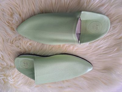 BABOUCHE HOMME 100% CUIR PREMIUM VERT CLAIR | IDÉE CADEAU