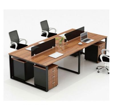 MOBILIER DE BUREAU|STATION DE TRAVAIL 4 PLACES EM|MARRON