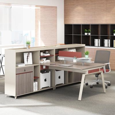 MOBILIER DE BUREAU|TABLE DE BUREAU  2 PLACES AVEC MEUBLE DE RANGEMENT D'ANGLE