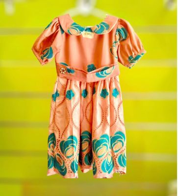 ENFANT |ROBE BRODE TAILLE ORANGE BLEU |6Ans