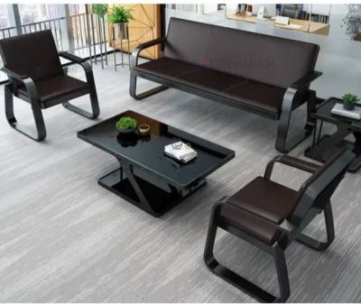 MOBILIER DE BUREAU|SALON DE BUREAU 5 PLACES NOIR |AVEC LA TABLE