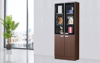 MOBILIER DE BUREAU| ARMOIRE DE RANGEMENT VITRE 2 PORTES YF006