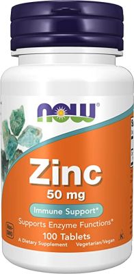 ZINC 50 mg de NOW 100 tablets Complément Alimentaire