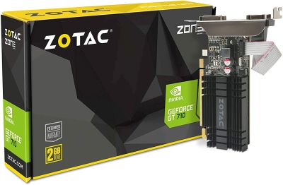 Carte Graphique ZOTAC GeForce GT 710 2GB DDR3 PCI-E2.0 DL-DVI VGA HDMI Passive Cooled Single Slot Low Profile Graphics Card (ZT-71302-20L)